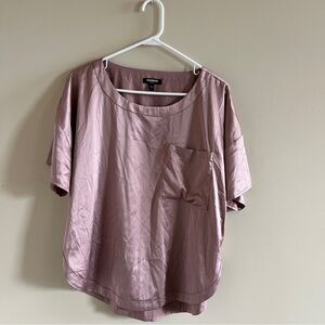 Express Women's Blush Satin Short Sleeve Top